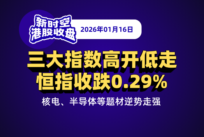 新時空港股收盤丨三大指數高開低走、恒指收跌0.29%，核電、半導體等題材逆勢走強 - 新時空