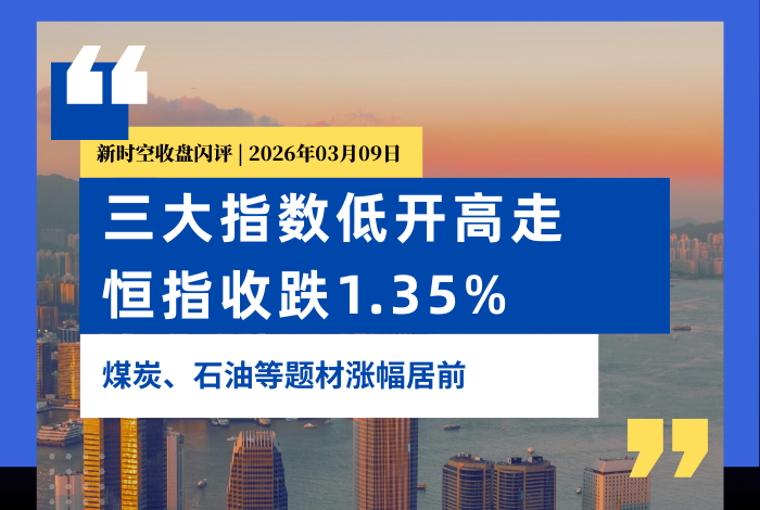 新时空丨港股收盘闪评：三大指数低开高走、恒指收跌1.35%，煤炭、石油等题材涨幅居前