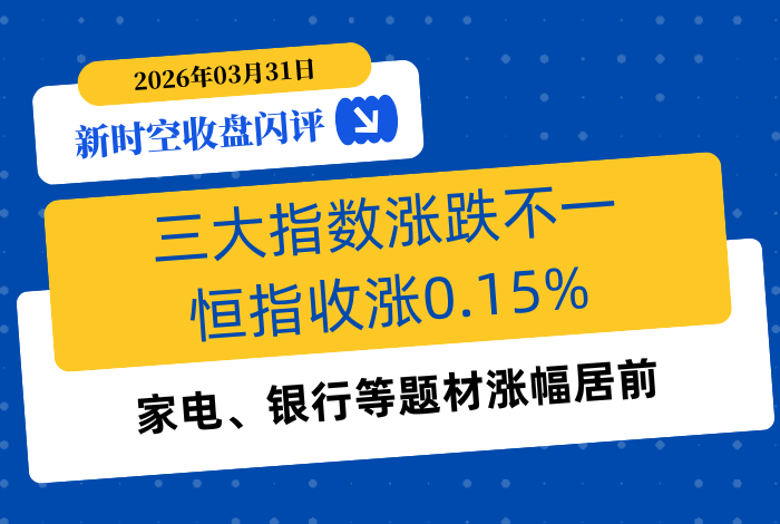 新时空丨港股收盘闪评：三大指数涨跌不一、恒指收涨0.15%，家电、银行等题材涨幅居前 - 新时空