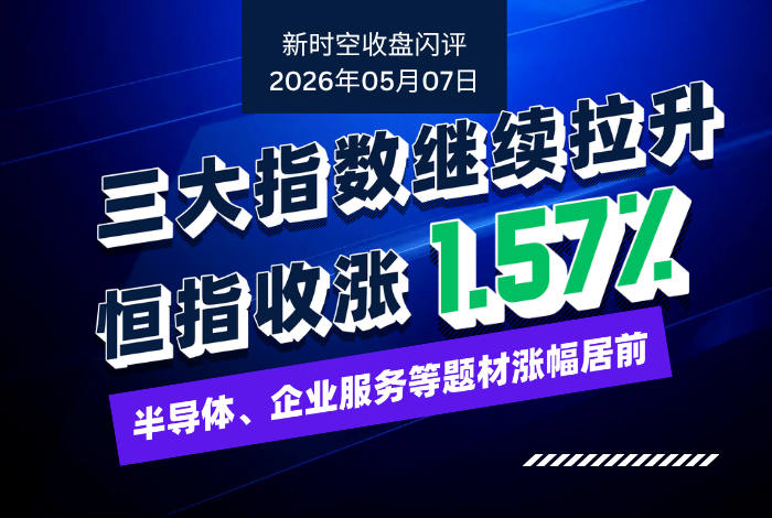 新时空丨港股收盘闪评：三大指数继续拉升、恒指收涨1.57%，半导体、企业服务等题材涨幅居前