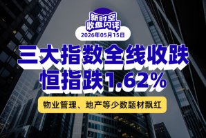 新时空丨港股收盘闪评：三大指数全线收跌、恒指跌1.62%，物业管理、地产等少数题材飘红