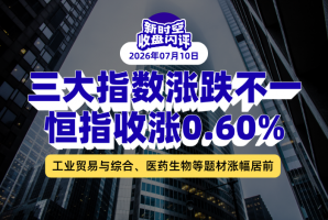 新时空丨港股收盘闪评：三大指数涨跌不一、恒指收涨0.60%，工业贸易与综合、医药生物等题材涨幅居前 - 新时空