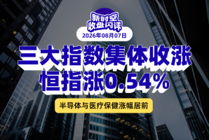新时空丨港股收盘闪评：三大指数集体收涨、恒指涨0.54%，半导体与医疗保健涨幅居前