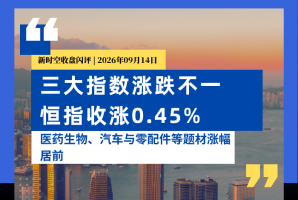 新时空丨港股收盘闪评：三大指数涨跌不一、恒指收涨0.45%，医药生物、汽车与零配件等题材涨幅居前 - 新时空